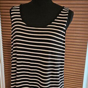 Ava Viv Black/White Plus Size Tank. Long & Soft. Great for Summer. 3X.